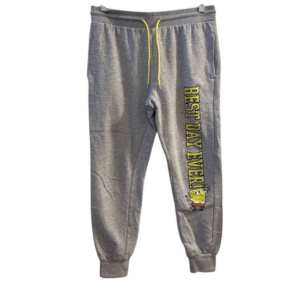 Nickelodeon SpongeBob "Best Day Ever" Lounge Pants Gray Unisex L - Picture 1 of 9